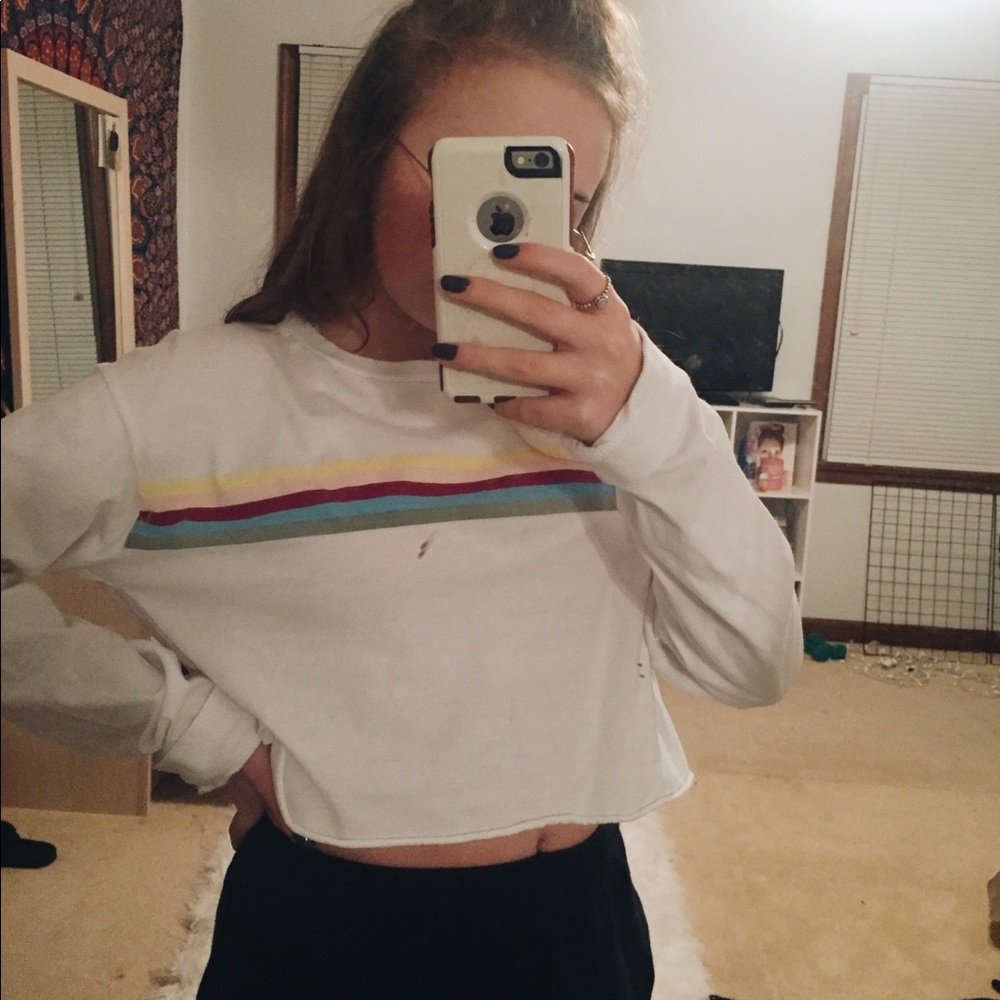 long sleeve rainbow striped shirt